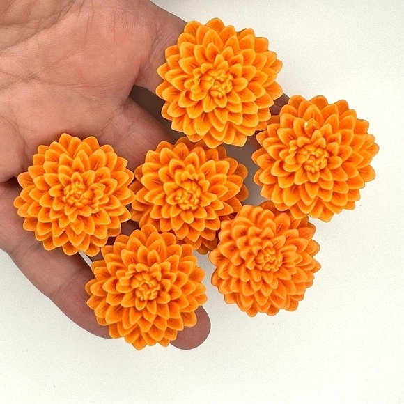 LOT OF 6 Orange Flower Rings Bundle - Adjustable - SOLD AS IS - Picture 3 of 8